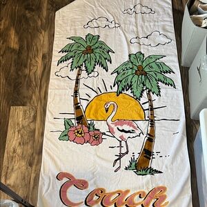 Coach Beach Towel with Flamingo and Palm Design